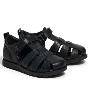 Sandals Beach Girls Boys: Pretty Brave Apollo Black Leather School Sandal Closed Toe