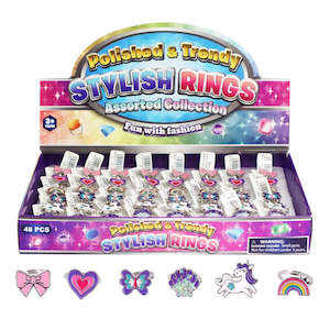 Girls Toys: Ring Pretty Styles Adjustable 6asst