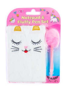 Mad Ally Notebook & Fluffy Pen Set - Cat