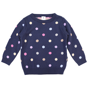 Korango Clothing Accessories: Korango | Baby Girls Polkadot Knit Jumper - Navy