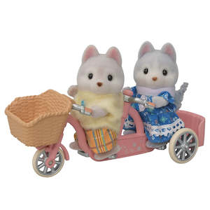 Sylvanian Families Tandem Cycling Set Husky Sister And Brother