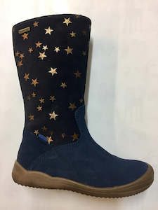 Richter: Richter Hydrovelour Navy Stars Knee Boot - Girls