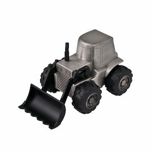 Money Boxes Tins: Money Box: Tractor/Digger- Pewter