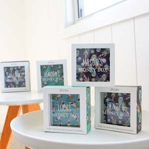 Money Boxes Tins: Splosh | Kids Money Box- Dino/Shark - Assorted