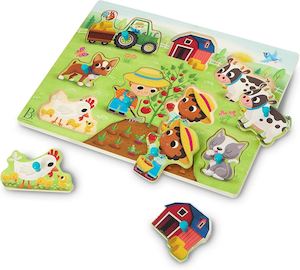 Childrens Wooden Puzzles: B. Wooden Puzzle - Farmer & Farm Animal
