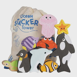 Le Toy Van Toys: Le Toy Van Petilou Ocean stacker Tower & Bag RRP $54.99