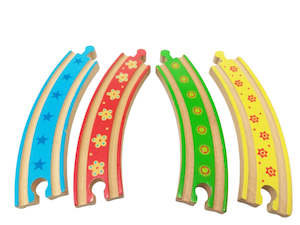 Hape Big Jigs Trains Railway Items: Jax Railway | 4- Pack painted Curved Tracks