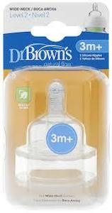 Dr Browns: Dr Brown's | Wide neck Level 2 teats - 2 per pack (3m+)