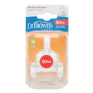 Dr Brown's | Wide neck Level 1 teats - 2 per pack (0m+)