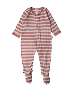 Babu | Merino Footed Onesie - Rose Stripe