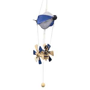Wooden Hanging Bouncer - Hot Air Balloon - Blue
