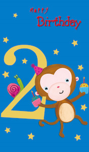 2 today birthday card - Monkey