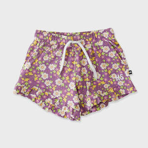 Hello Stranger: Hello Stranger | Girls Frill Shorts - Purple Floral