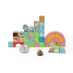 Classic World Wooden Toys: Classic World | Rainbow Garden Blocks - 40pcs