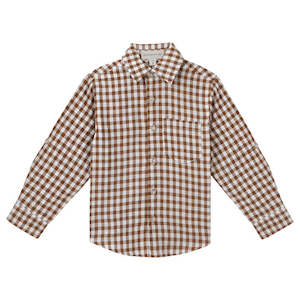 Childrens Formal Wear: DESIGNER KIDZ | OLIVER L/S BUTTON SHIRT - COCOA GINGHAM