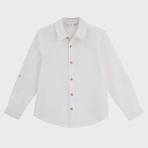 Designer Kidz | Archie L/S Button Shirt-Ivory