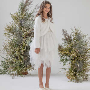Childrens Formal Wear: Designer Kidz | Sarah Faux Fur Jacket - Ivory
