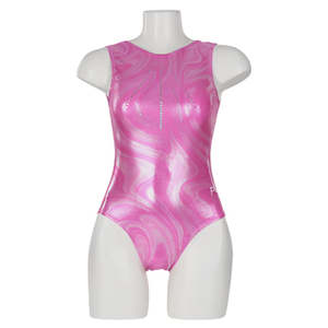 Dance Gymnastics Wear: Scoop Neck Leotard SGY910-4 Child- Foil Pink Spangle