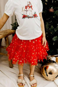 Confetti kidz | Classic Christmas Tulle Skirt - Red Stars