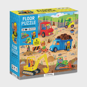Mudpuppy | Construction Site 25 Piece Floor Puzzle with Shaped Pieces