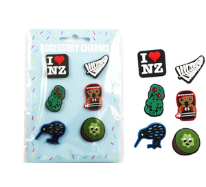 New Zealand: Shoes charms Soft NZ Kiwiana 6pc (Jibbits)