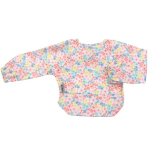 Silly Billyz | Wipe Clean Nylon Small Long Sleeve Bib - Flower Field