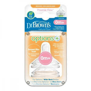 Bottles Feeding Etc: Dr Browns | Options+ W/N Teats 2pk - Premmie Flow