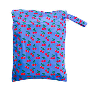 Nestling Double Pocket Wet Bag - Blue Cherries