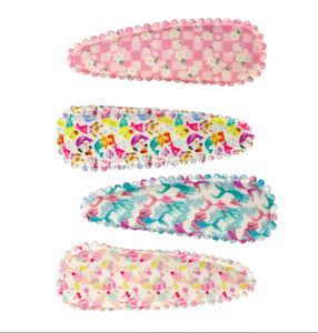 Pink Poppy Jewellery Accessories: Pink Poppy – Pattern Fabric Hairclips (4pk)