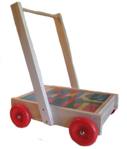 Wooden Toys: Wooden Walker Wagon with Blocks