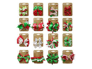 Christmas Hair Ribbon Clips Megamix Asst