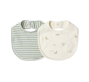Quincy Mae | Snap Bib, 2 Pack-Fox Land, Fern Stripe