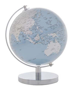 Educational: Silver Blue Globe 27cm