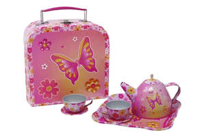 Cooking And Baking: Pink Poppies Vibrant Vacation Tin Tea Set RRP $48.99