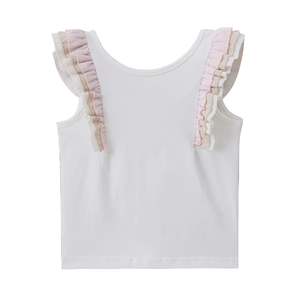 Clothing Nb To 10 Years: Cracked Soda Ava Frill Detail back Top White