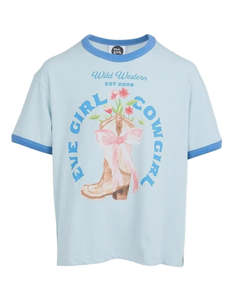 Clothing Nb To 10 Years: Eve Girl | Rodeo Ringer Tee (8-14 Years) in Light Blue
