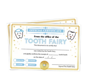 Fairy Stuff: Tooth Fairy Certificate with Golden Foil