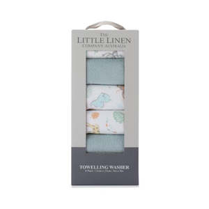 Little Linen Towelling Washer 6pk - Savanna Giraffe
