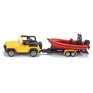 Siku Vehicles And Accessories: Siku 1658 | Jeep Wrangler with Trailer & Boat