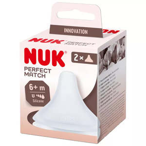 Bottles Feeding Etc: NUK Perfect Match Silicone Teat - 2 Pack - U size 6-12mths