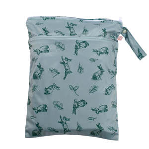 Nestling Double Pocket Wet Bag - Sage Rabbit