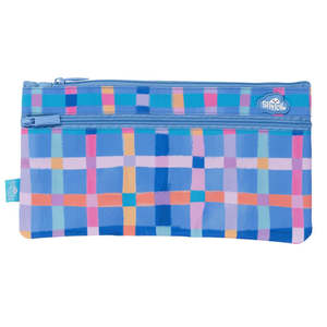 Bags Pencil Cases Homework Bags: Spencil Twin Zip Pencil Case - Pastel Plaid