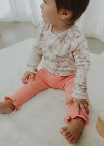 Clothing Nb To 10 Years: Confetti Kidz | Rose Ribbed Leggings