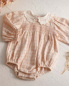 Clothing Nb To 10 Years: Quincy Mae | Callie Romper - Pink Plaid