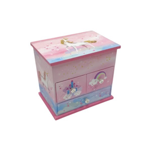 Unicorn-themed Three-drawer Musical Jewel box
