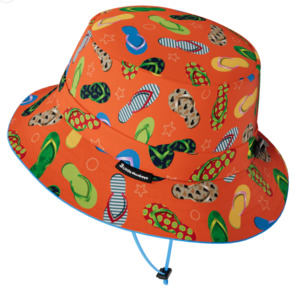 Kiwiana Jandals Wide Brim Bucket Hat L (3-5yrs)
