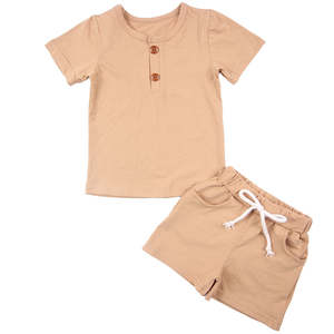 Baby Clothes: Kids Summer T-shirt & Shorts - Light Brown