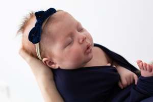 Navy Blue Baby Bowknot Velvet Elastic Headband