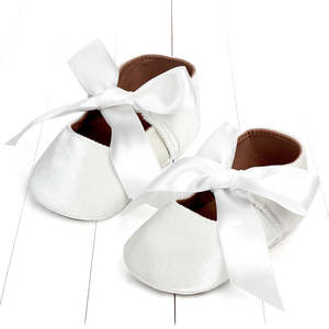 Kids Birthday Outfits: Baby Girl Chiffon Bowknot Shoes White