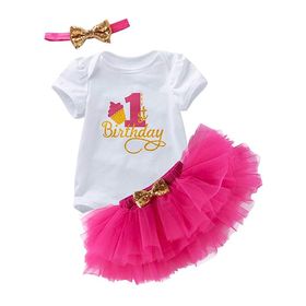 Sequin Bow Romper: 1st Year Baby Girl Tutu Outfit with Sequin Bow Romper.
